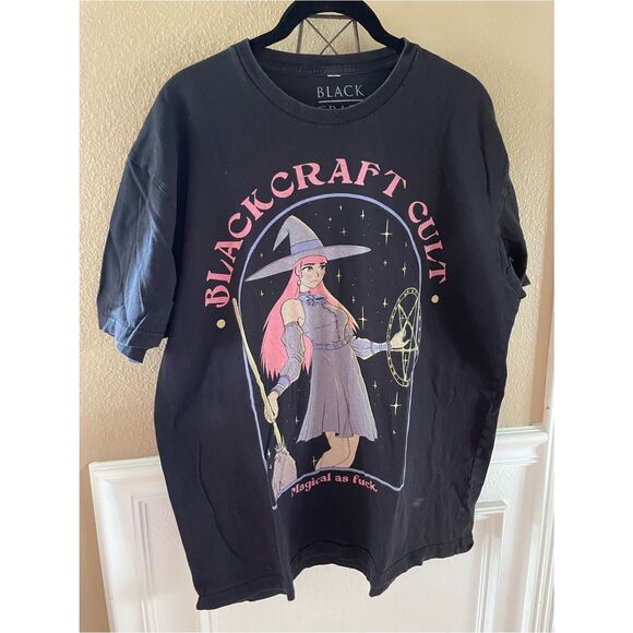 Blackcraft Tops - Blackcraft Cult Witch Graphic Tee - Black with Pink Accents Magical As Fuc$